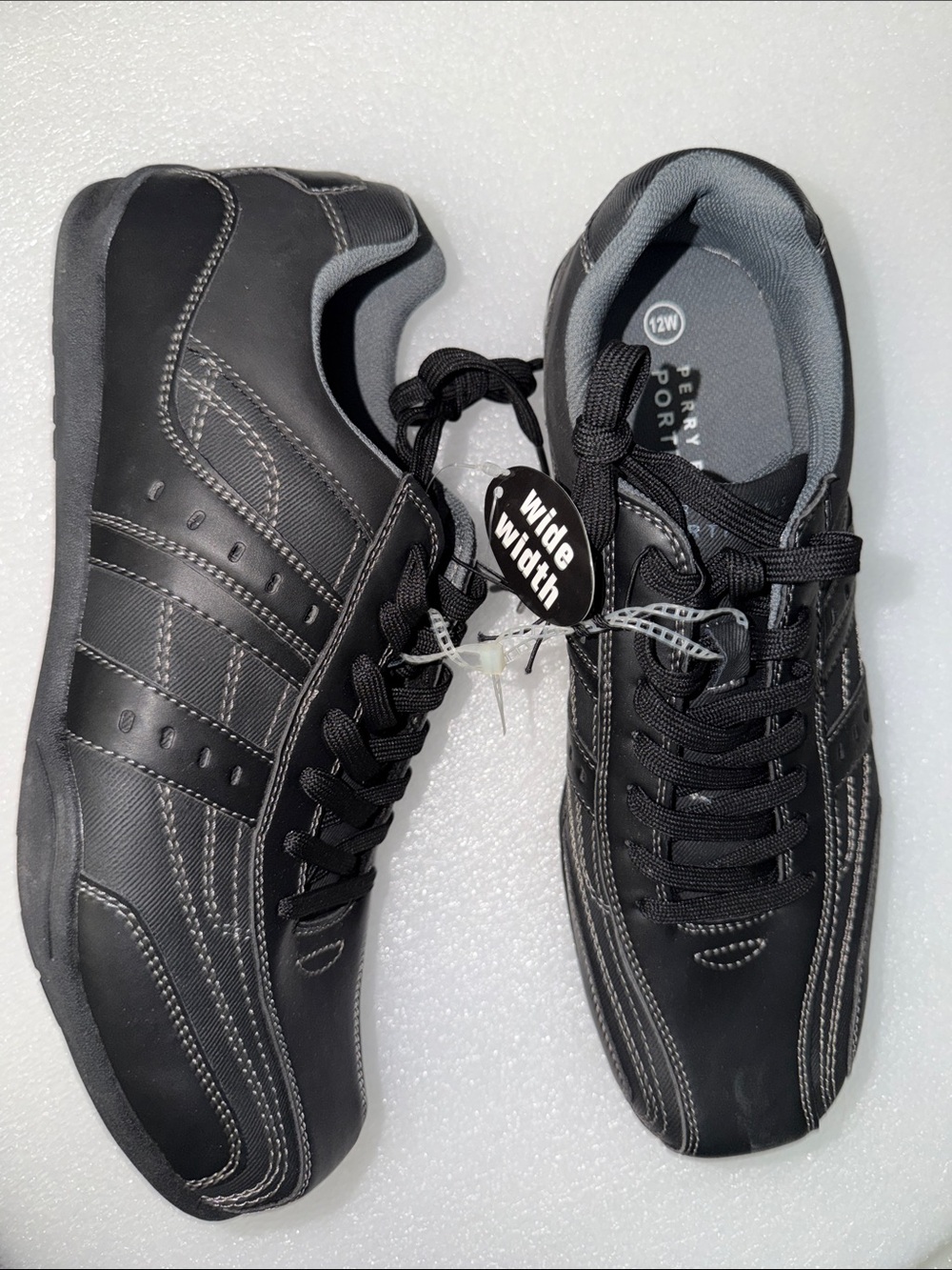 Perry Ellis Black Athletic Sneakers with Gray Trim - Wide Width